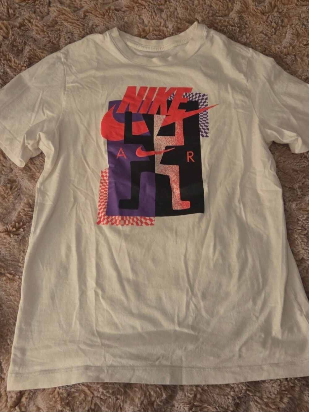 Nike White Tee with Red and Purple Graphic